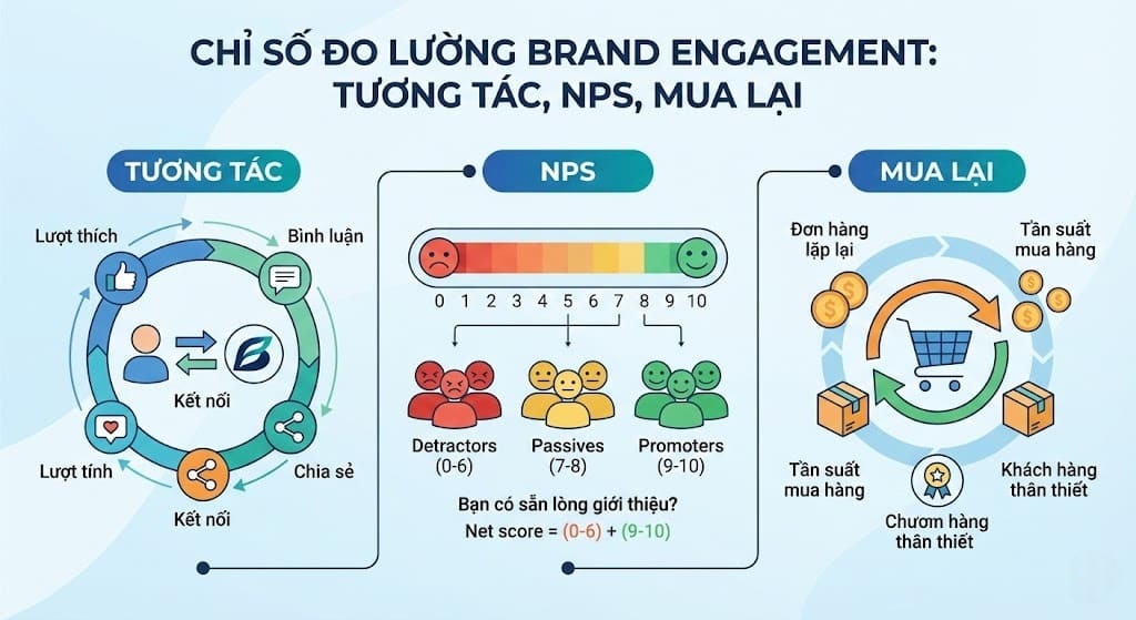 Chỉ số đo lường brand engagement: tương tác, NPS, mua lại