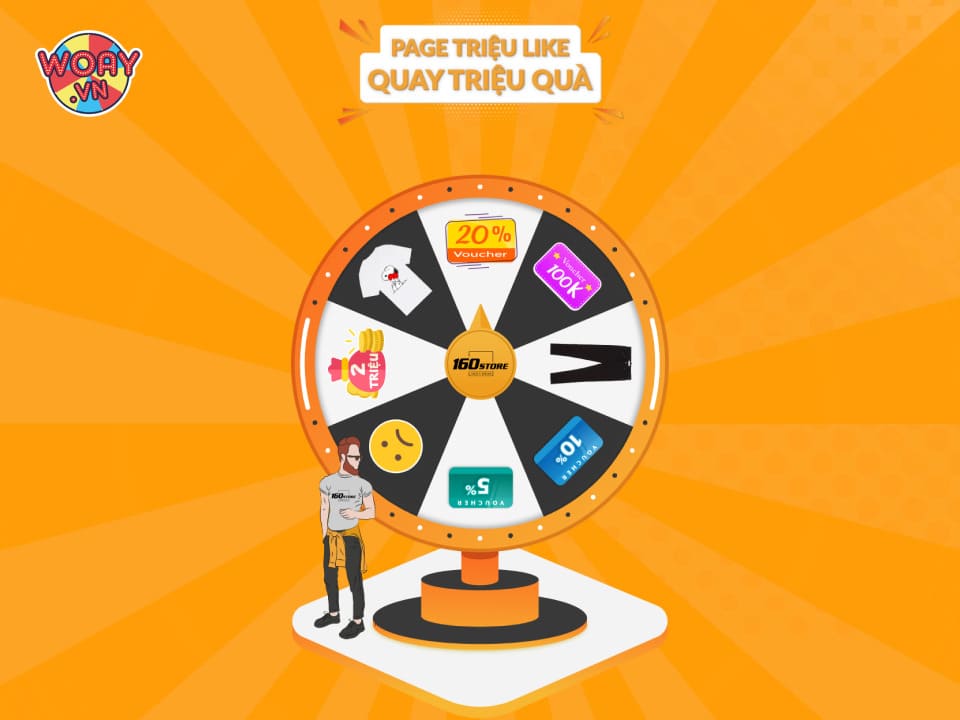 Người dùng quay vòng quay may mắn online trong mini game Tết với Woay