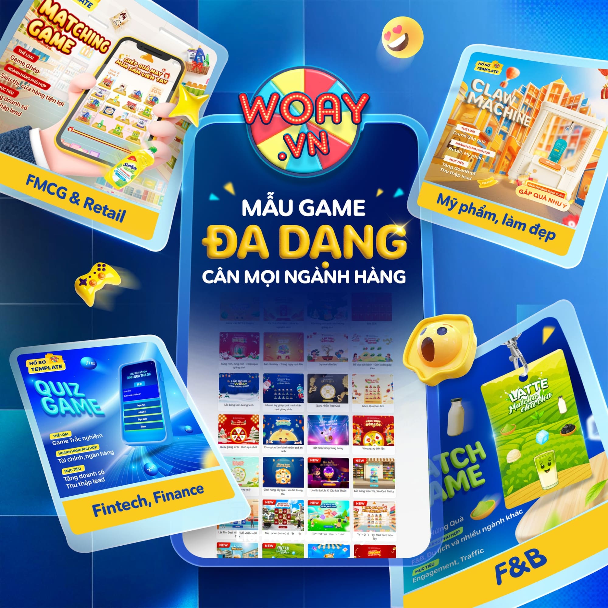 Woay cung cấp đa dạng gamification nhiều ng&agrave;nh h&agrave;ng