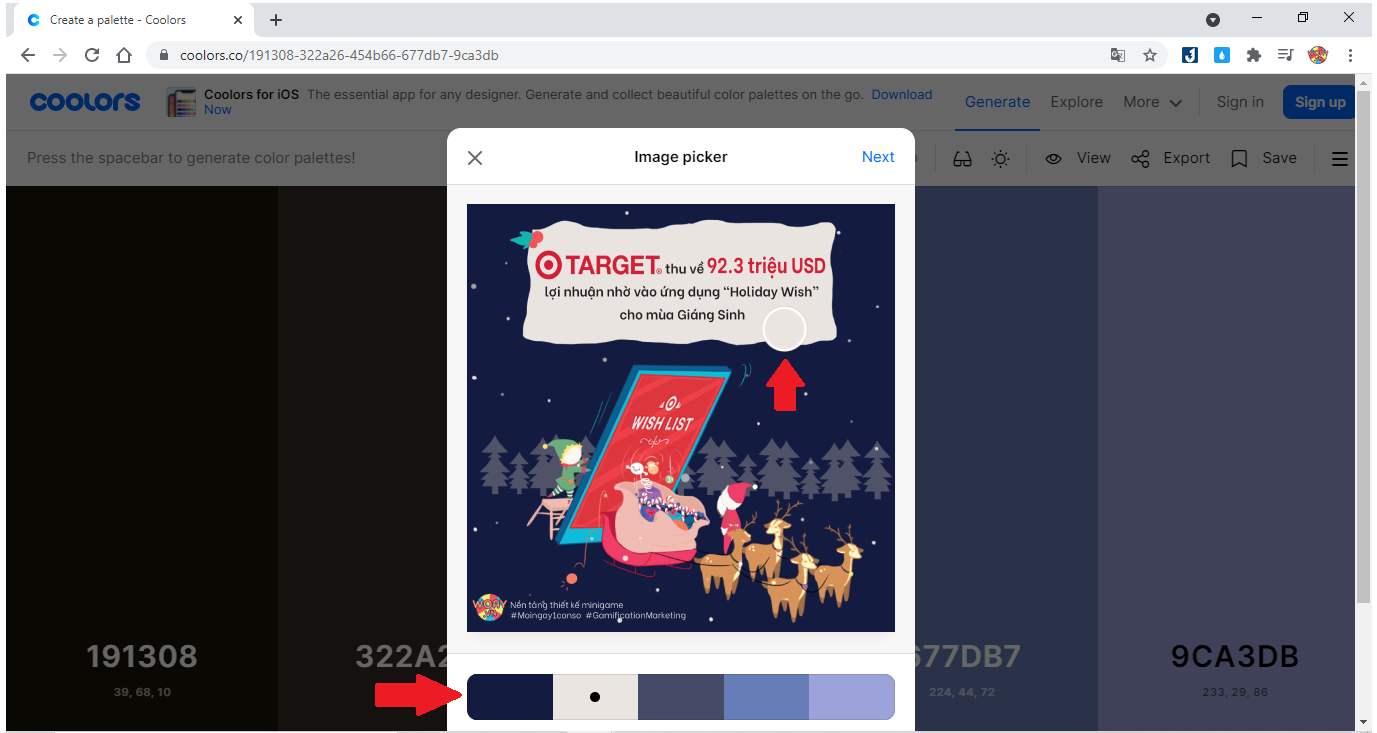 Create palette on photo