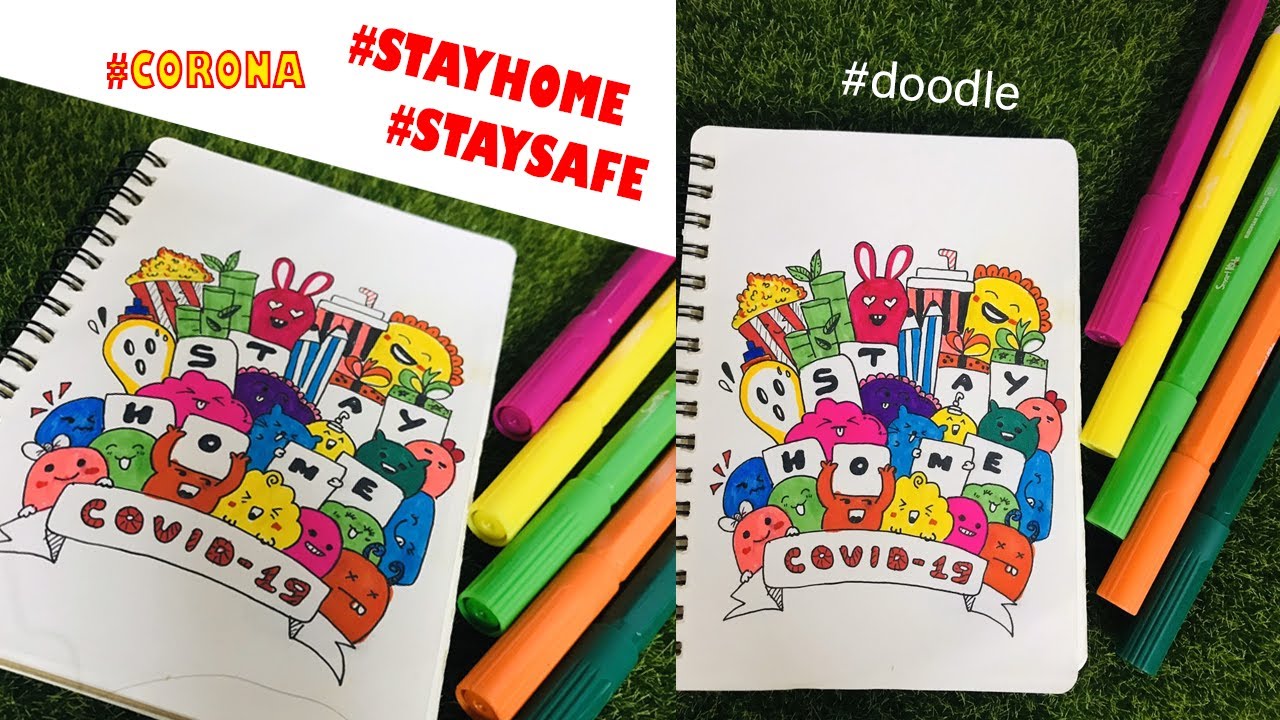 VẼ TRANH DOODLE CỔ ĐỘNG PHÒNG CHỐNG COVID - 19 - HOW TO DRAW DOODLE -  YouTube