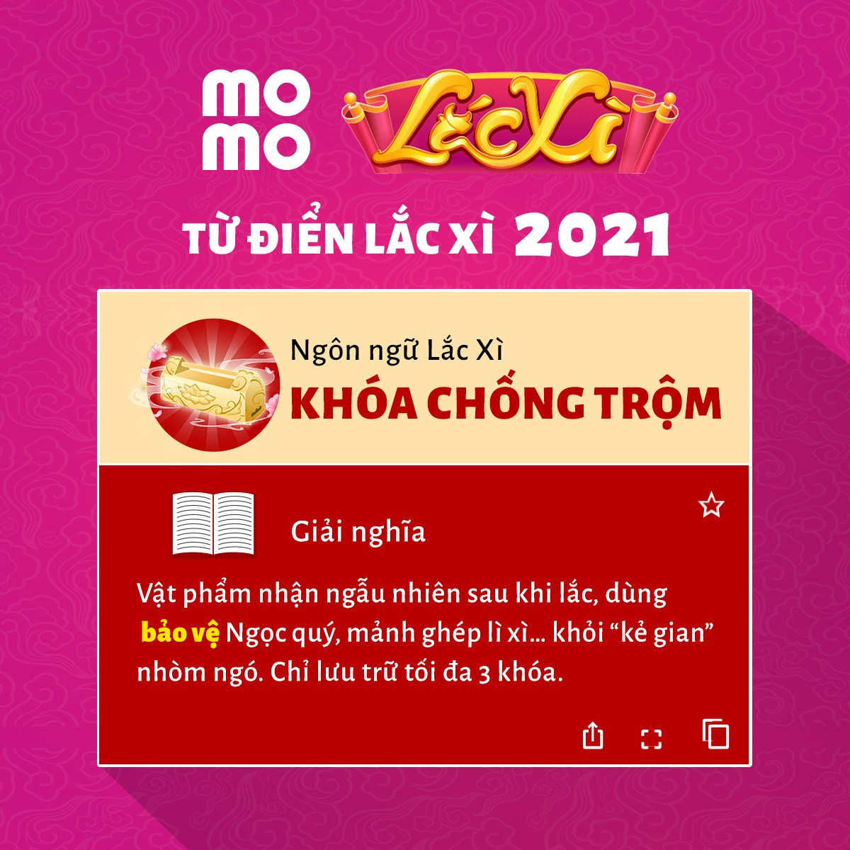 Khoá trống trộm-Lắc xì MoMo