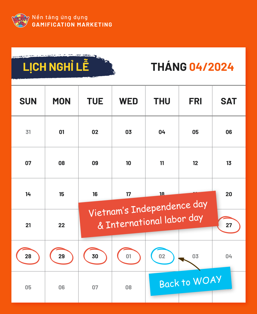 Thông báo nghỉ lễ 30/4 - 1/5